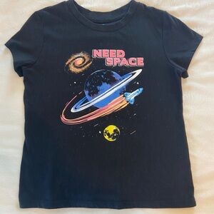 Black Short Sleeve Tee with Space Graphic
